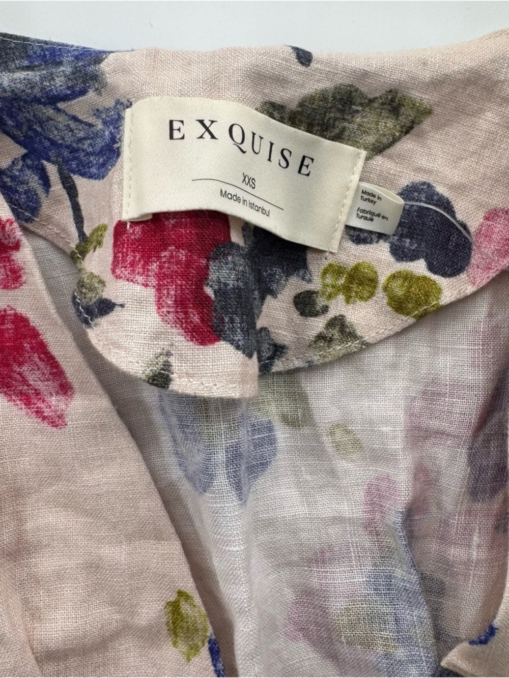 NWT Anthropologie Exquise The Tobie Linen Pleated Mini Shirt Dress floral  SzXXS - Picture 6 of 11